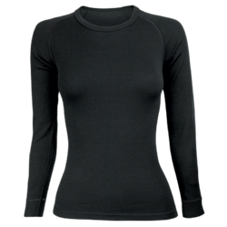 Sherpa Merino Wool Long Sleeve Thermal Top [Size: XLarge] [Colour: Black]