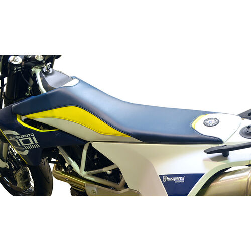 Seat Concepts Husqvarna 701 Enduro/Supermoto ('16-'20) Tall Comfort [Seat Option: Complete Seat] [Cover Option: White/Yellow/Blue]