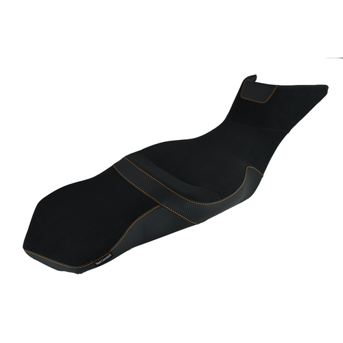 Seat Concepts KTM 790/890 Adventure/R ('19-'24) Two-Up Comfort Complete Seat [Cover: Carbon Fiber Sides/Semi-Grip Top] [Stitch: Orange]