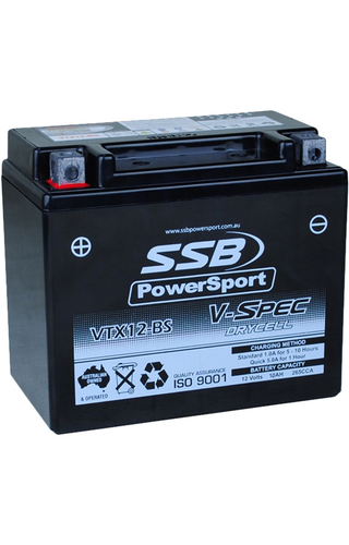 SSB Powersport VTX12-BS 12V V-Spec High Performance AGM Battery