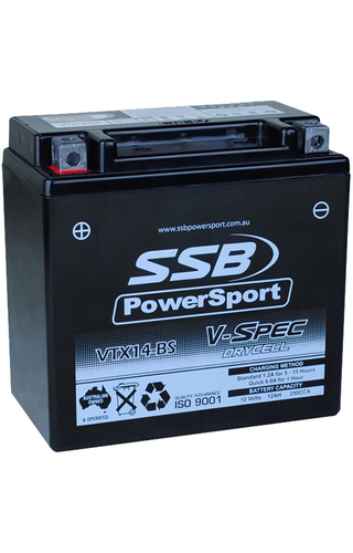 SSB Powersport VTX14-BS 12V V-Spec High Performance AGM Battery