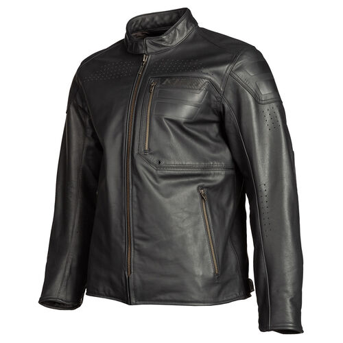 Klim Sixxer Leather Jacket [Colour Option: Gunmetal Black] [Size: Medium]