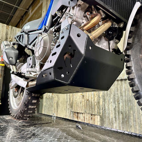 Camel ADV Aprilia Tuareg 660 ('22-'24) Gut Guard Skid Plate [Colour: Black] [Style: Aftermarket Crashbars/No Crashbars][Material: No UHMW Slip Liner]