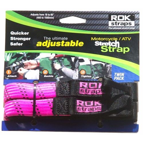 Rok Straps Adjustable Pack Straps Twin Pack 18" to 60" [Colour: Pink / Black]