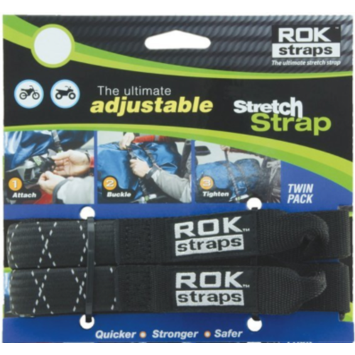 Rok Straps Adjustable Pack Straps Twin Pack 18" to 60" [Colour: Black Reflective]