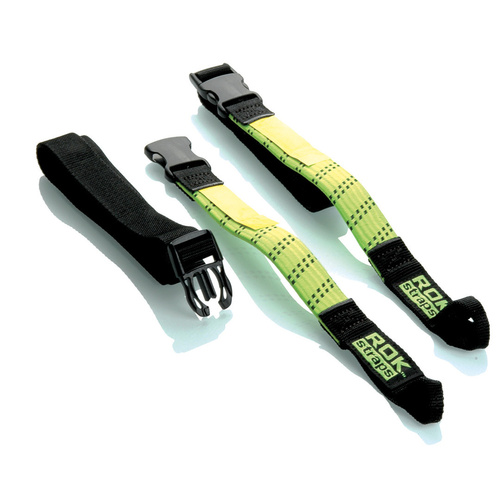 Rok Straps Adjustable Pack Straps Twin Pack 12" to 42" [Colour: Hi-Vis Yellow]