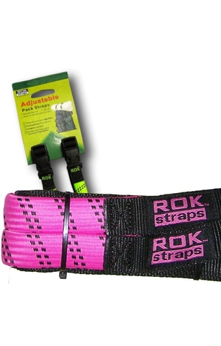 ROK Straps Adjustable 42" Pink/Black Pack Straps Twin Pack