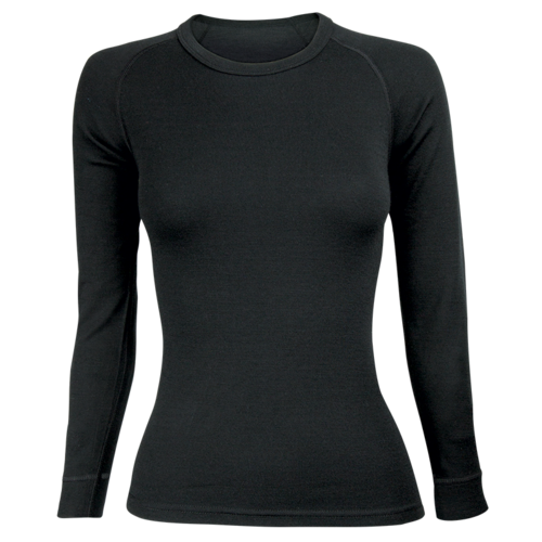 Sherpa Merino Wool Long Sleeve Thermal Top [Size: XLarge] [Colour: Black]
